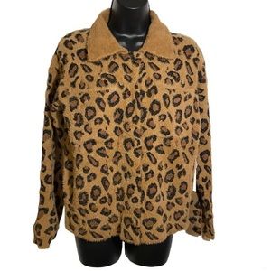 Rachel Zoe Jacket Faux Fur Leopard Print Long Sleeve Snap Front Women’s Size XS